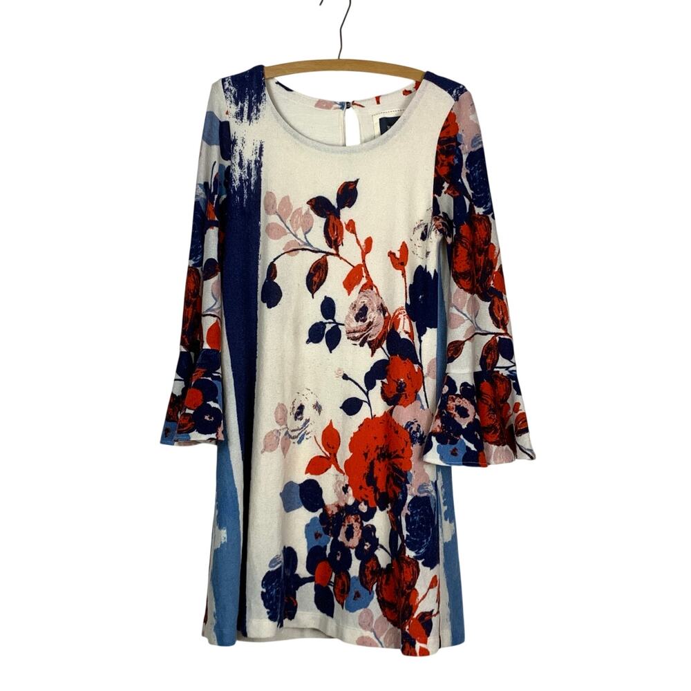 Anthropologie Maeve Anthousia Floral Swing Dress Size M Red Blue Cottagecore - Picture 2 of 9